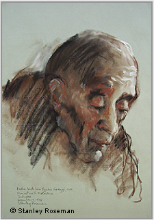 Drawing by Stanley Roseman, "Abbot Egidio Gavazzi," 1978, Abbey of Subiaco, Italy, chalks on paper, Private collection. � Stanley Roseman   