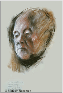 Drawing by Stanley Roseman, "Brother P�ter M�rton," 1978, Archabbey of Pannonhalma, Hungary, chalks on paper, Sz�pmuv�szeti M�zeum (Museum of Fine Arts), Budapest. � Stanley Roseman.